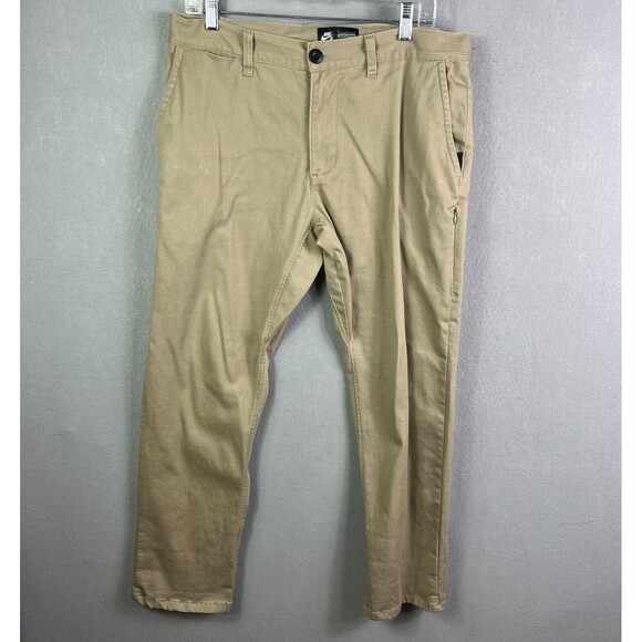 Nike SB Denim Jeans Mens 34 Beige Khaki Tan Pants Skater 5 Pocket 1 Zip Pocket